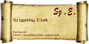 Szigethy Elek névjegykártya
