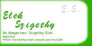 elek szigethy business card